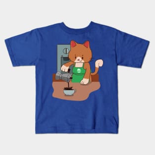 Barista cat Kids T-Shirt